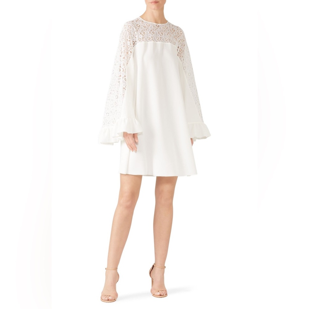 Giamba White Lace Yoke Dress Long Sleeves Preloved RTR IT Size 36/US Size 0